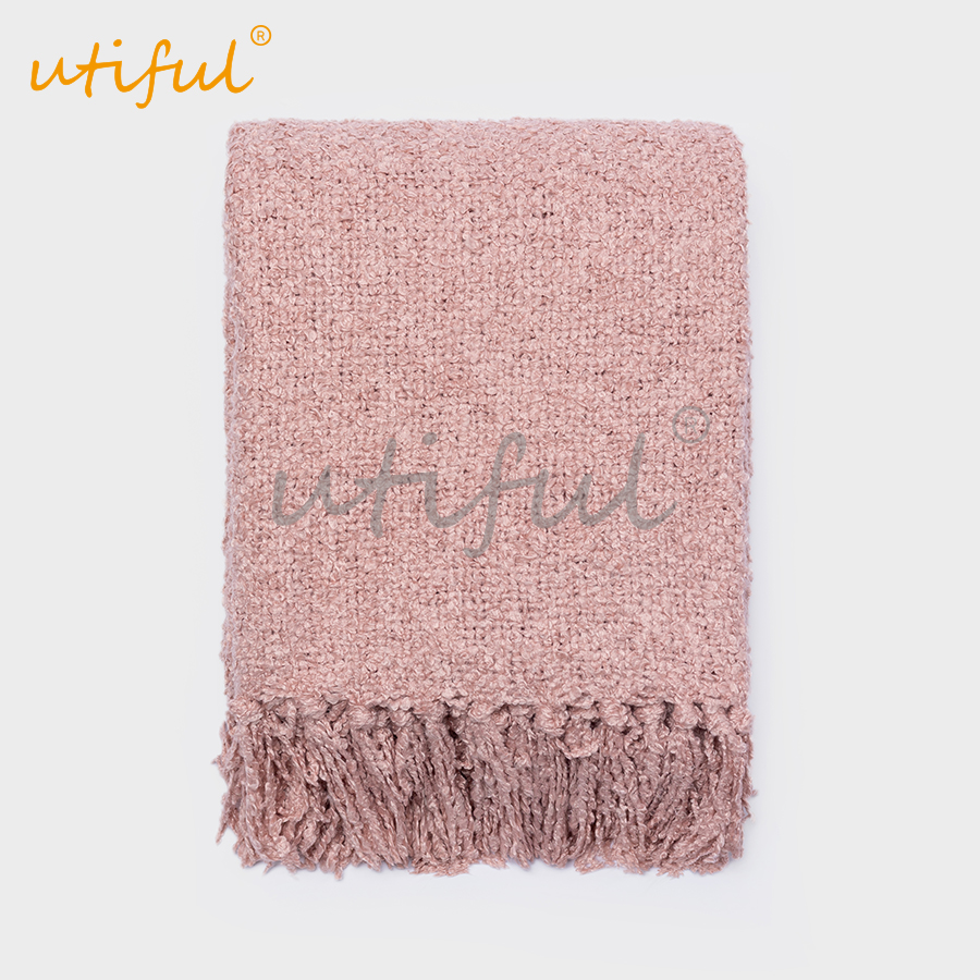 boucle woven tassel throw